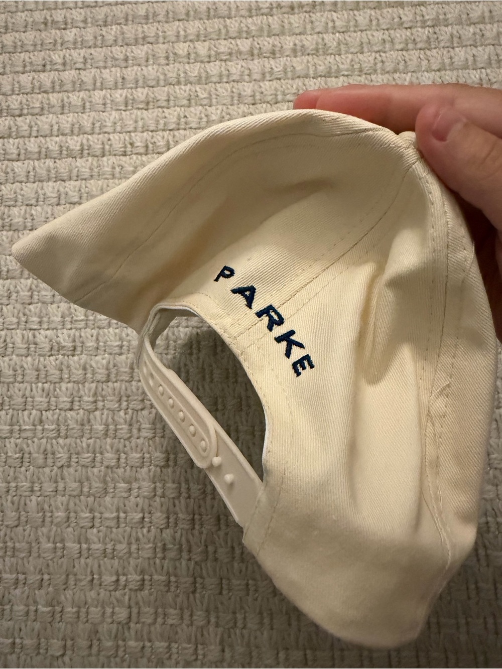 PARKE - never worn Cream Baseball Cap with Red, White & Blue Lettering - Picture 4 of 4